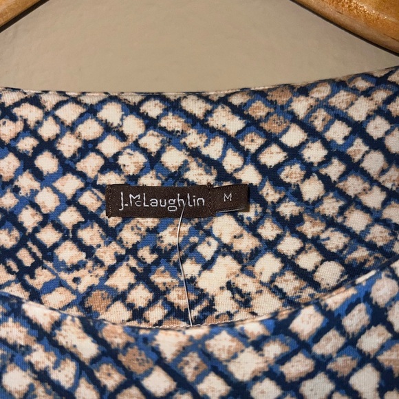 ✨J. McLaughlin | Catalina Cloth Dress in Snakeskin/Blue & Tan Geometric Print - Picture 3 of 3